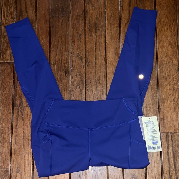 Lululemon Fast and Free Leggings w/ Pockets 28” Deep Sea Blue Size 10 NWT - Picture 7 of 9